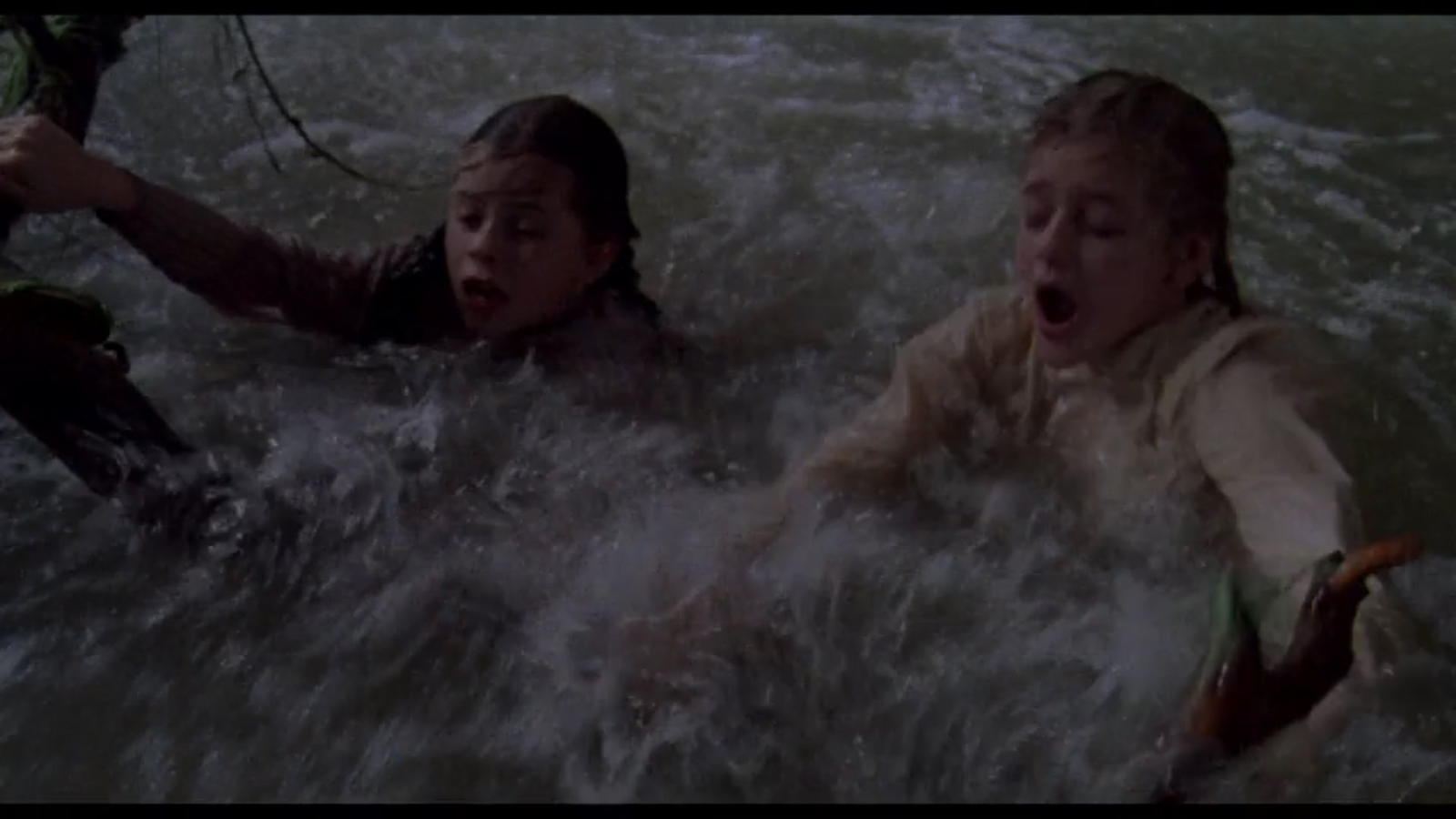 Dorothy and the girl she calls Ozma swept down the flooded river
